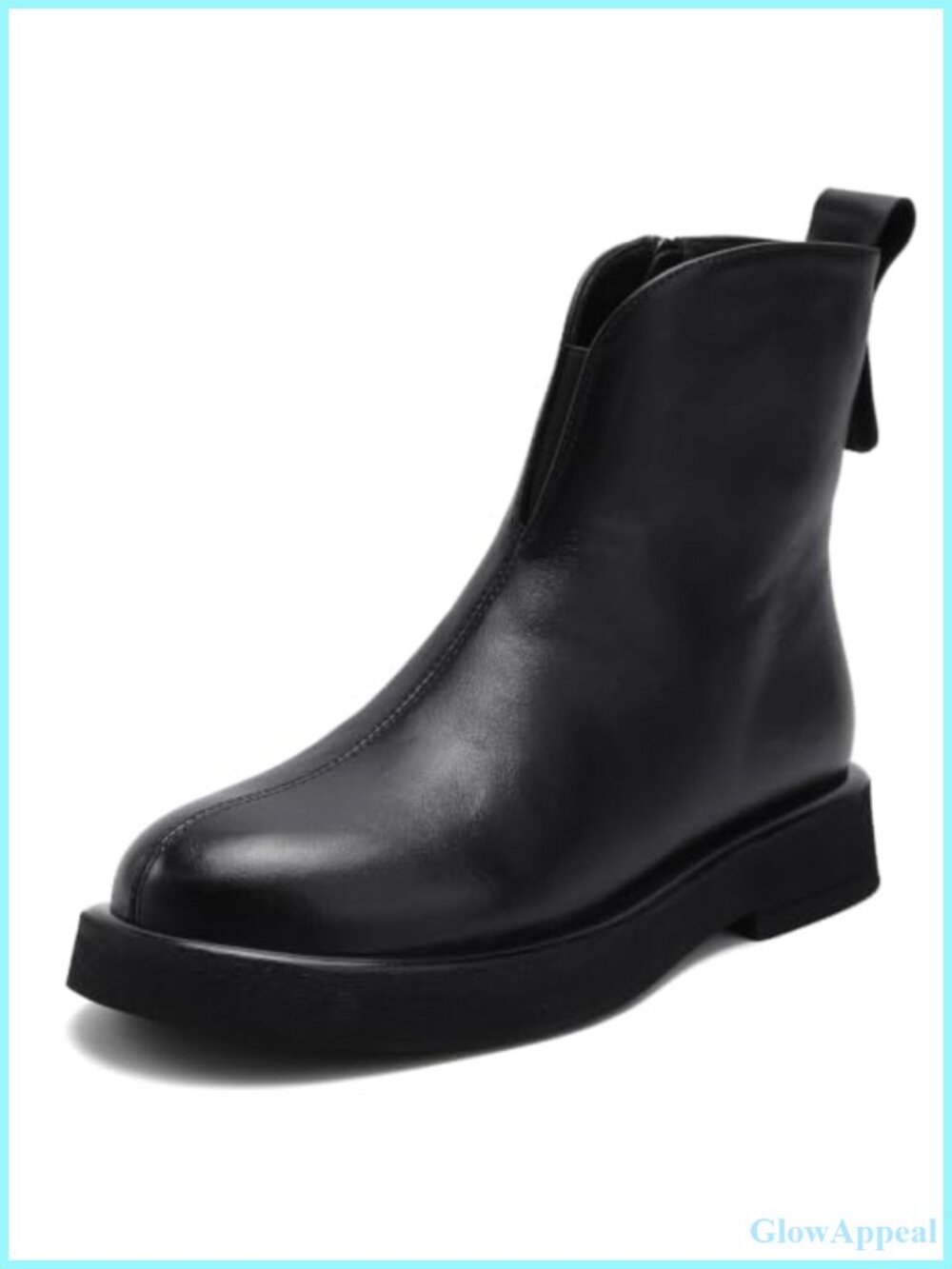 Fleece Lined Leather Chelsea Ankle Boots Side Zip Winter